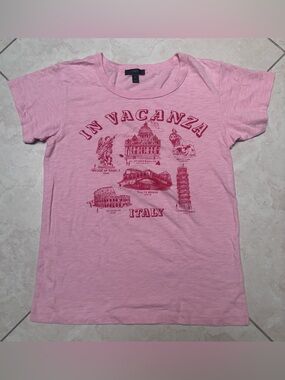 J. Crew Pink 'In Vacanza' Italy Graphic Tee